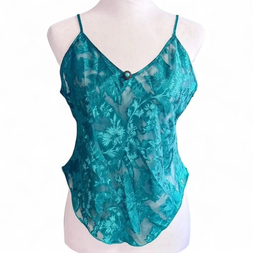 Elegant Teal Floral Lace Women's Top